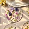 Decorative Acrylic Coasters Floral Print Coaster, Non-Slip Surface Heat Resistant Protection Cup Pad, Modern Kitchen Table Decor Transparent Round Mat