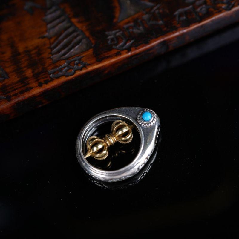 Ethnic Tibetan Buddhist Vajra Rotating Pendant Charm Religious Decoration Blessing Amulet Protection Amulet,Brass Hanging Pestle