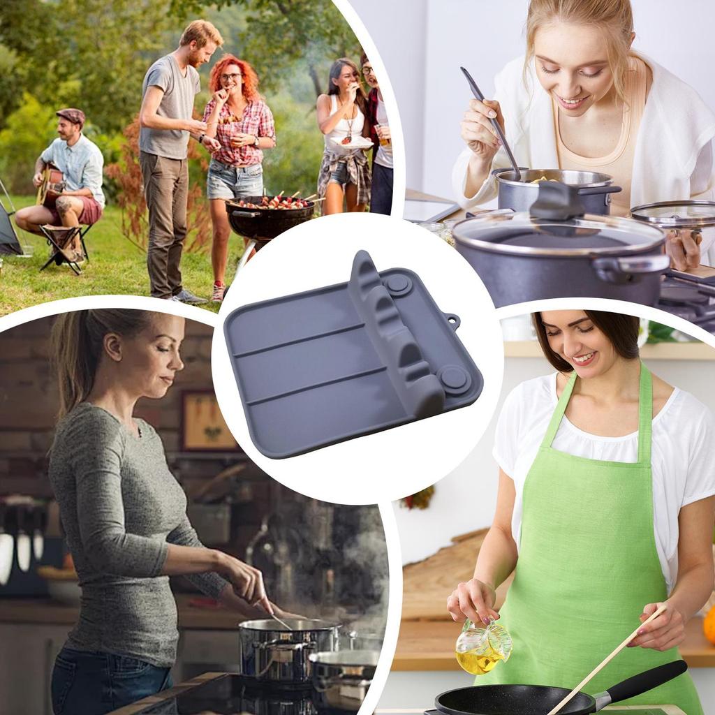 Spoon Rest Dishwasher Safe Drip Pad Silicone Spoon Rest For Kitchen Counter For Ladles Tongs Spatula Home Apartment Catering