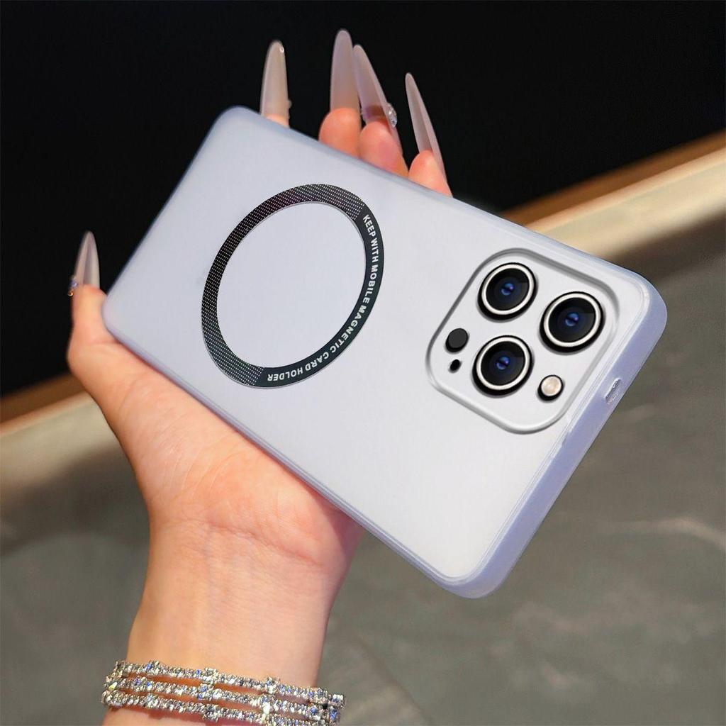 Magnetic Semi‑Transparent Matte Phone Case for iPhone 12 ProMax,11 Pro Soft TPU Shockproof Cover