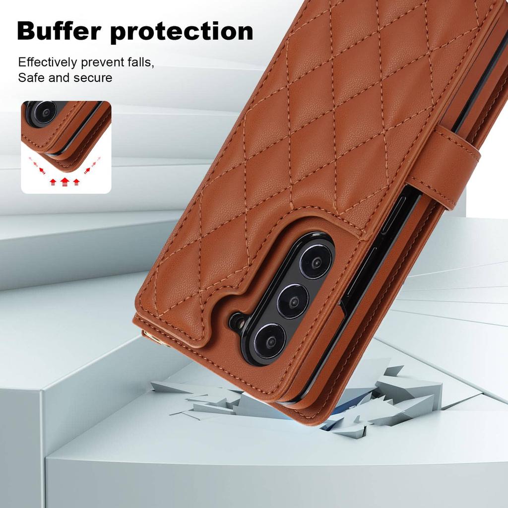 Wallet Case for Samsung Galaxy Z Fold 7 Flip Cover, with S Pen Holder, Multiple Card Slots, Kickstand, Full Protective Case
