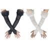 Antique 1920s Theme Party Long Fingerless Gloves with Bead Decors Sheer Gloves for Weddings Flapper Costume Accessory