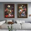 Still Life Flowers In European Vintage Canvas Painted Sports Shoes Nordic Art Posters and Prints Family Room Cuadros