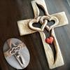 Holzschnitzerei Kreuzfigur Verschlungene Herzen Wandtischkreuz Heimdekorationen Stehendes Kruzifix Kirche Religiöses Geschenk
