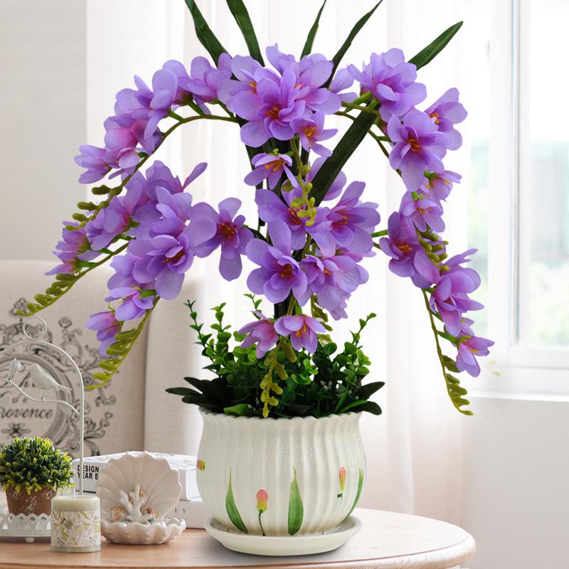 Artificial Phalaenopsis Flower Set: Indoor TV Cabinet Decor