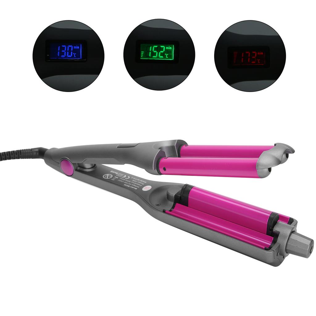 3 Tube Negative Ion Electric Hair Curler LCD Display Adjustable Curling Iron 110‑240VEU Plug