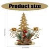 Gold Iron Double Candlestick Home Decors for Holiday Christmas Metal Candle Holders Stand with Pinecones and Berries
