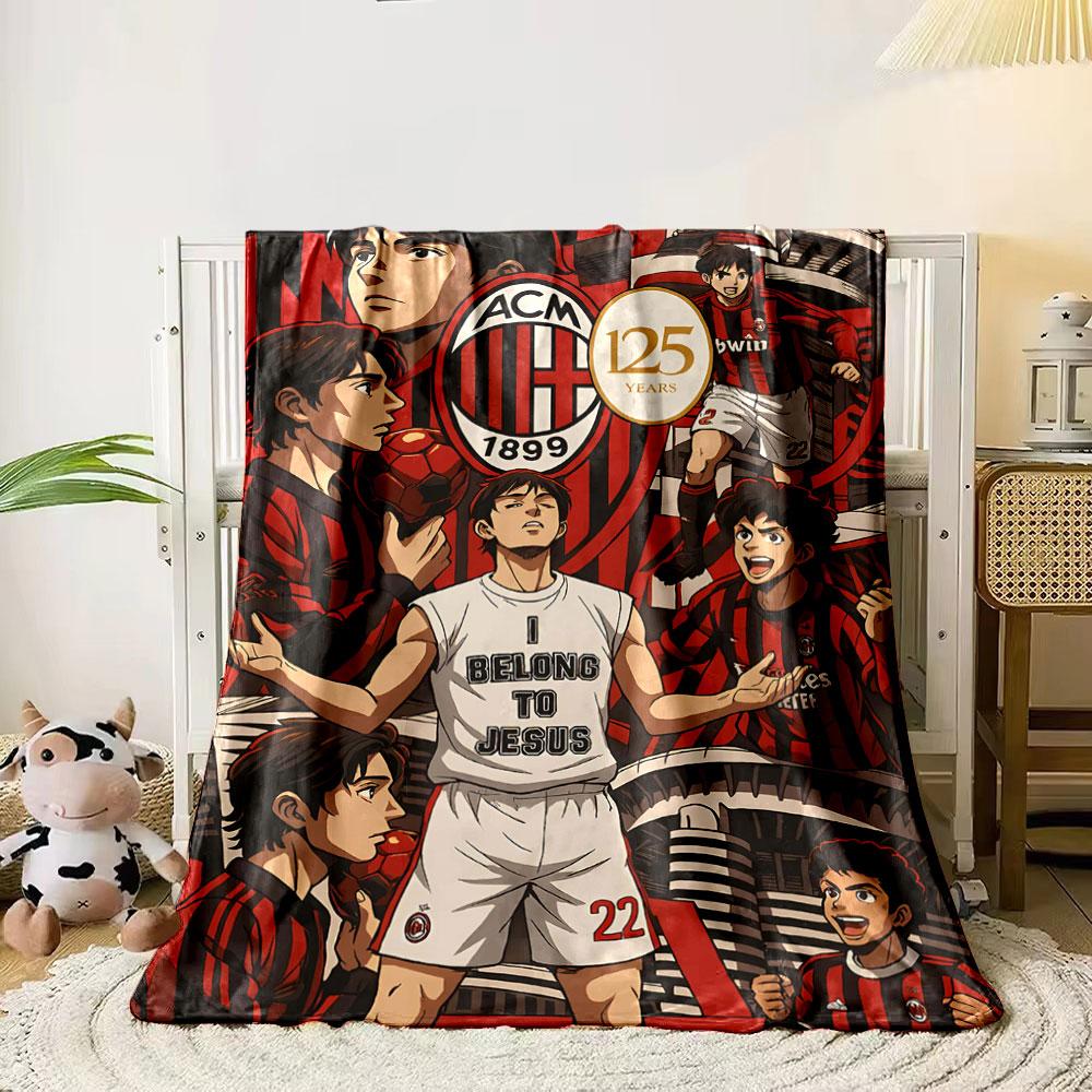

AC Milan-themed composition featuring players, jerseys, and dynamic poses. for all seasons blanket lunch break throw gift 80cm x 120cm