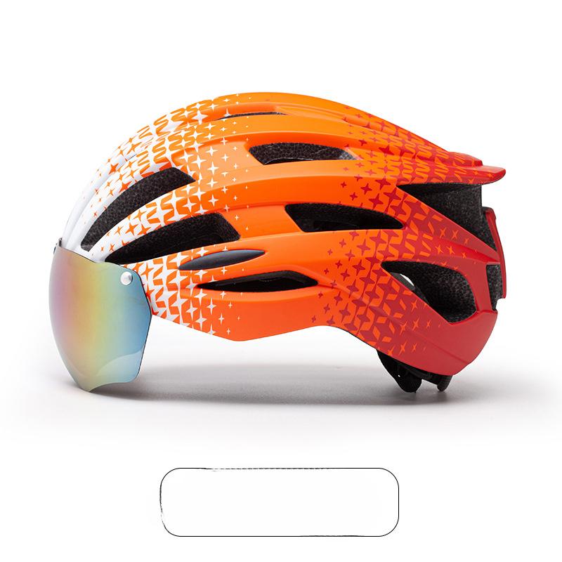 Bicycle Helmet Integrated Molding Magnetic Swing Lens Helmet with Taillight Mountain Bike Riding Helmet