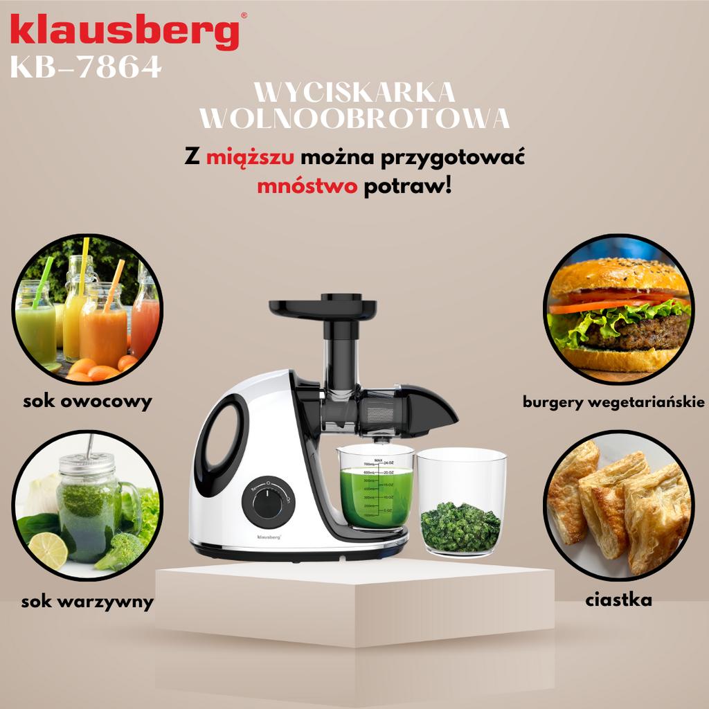 Sokowirówka wolnoobrotowa 150W do owoców i warzyw COLD PRESS KLAUSBERG KB-7864
