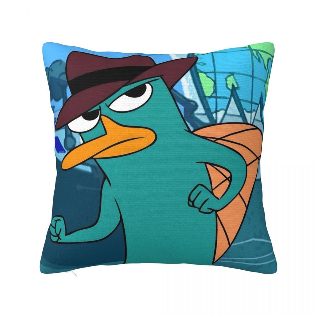 Perry The Platypus Square Pillow Case Cartoon Duck Cushion Covers Awesome Zippered Decor Pillowcase for Car cm