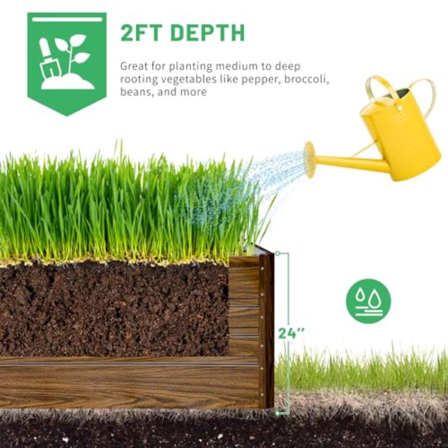 2 Pcs 4x2x2FT Raised Garden Bed Galvanized Planter Garden Boxes Outdoor Deep Root Planter Raised Bed for Vegetables Flowers Her