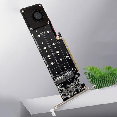 PCIeX16 To M.2 NVMe SSD Adapter Card M Key 4 NVME Expansion Card 4x32Gbps M2 NVME Extended Card Support SSD 2280/2260/2242/2230