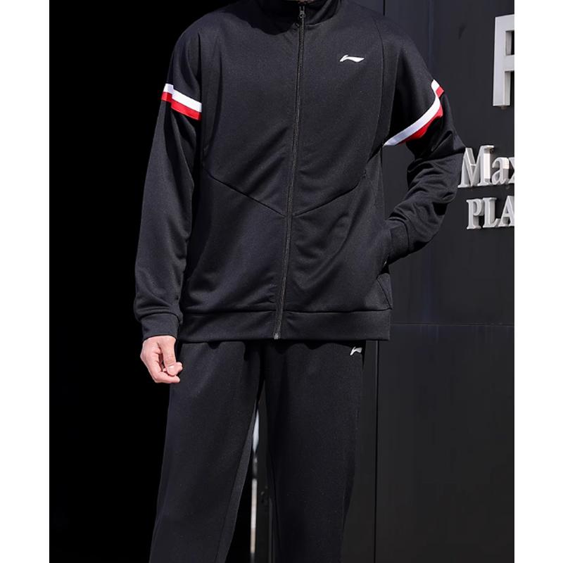 Li Ning Badminton Series Cardigan Sports Hoodie Set Men Hoodies Black AWET009-1
