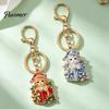 Decorative Purse Pendant Christmas Gift Box Cat Keychain, Bling Rhinestone Kitten Keyring Keychain Pendant, Backpack Handbag Accessory for Holiday