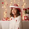 Wide Brim Red Heart Cowboy Cap Warmer Valentine's Day Party Hat Cool Cowgirls Top Hat  Fashion Show