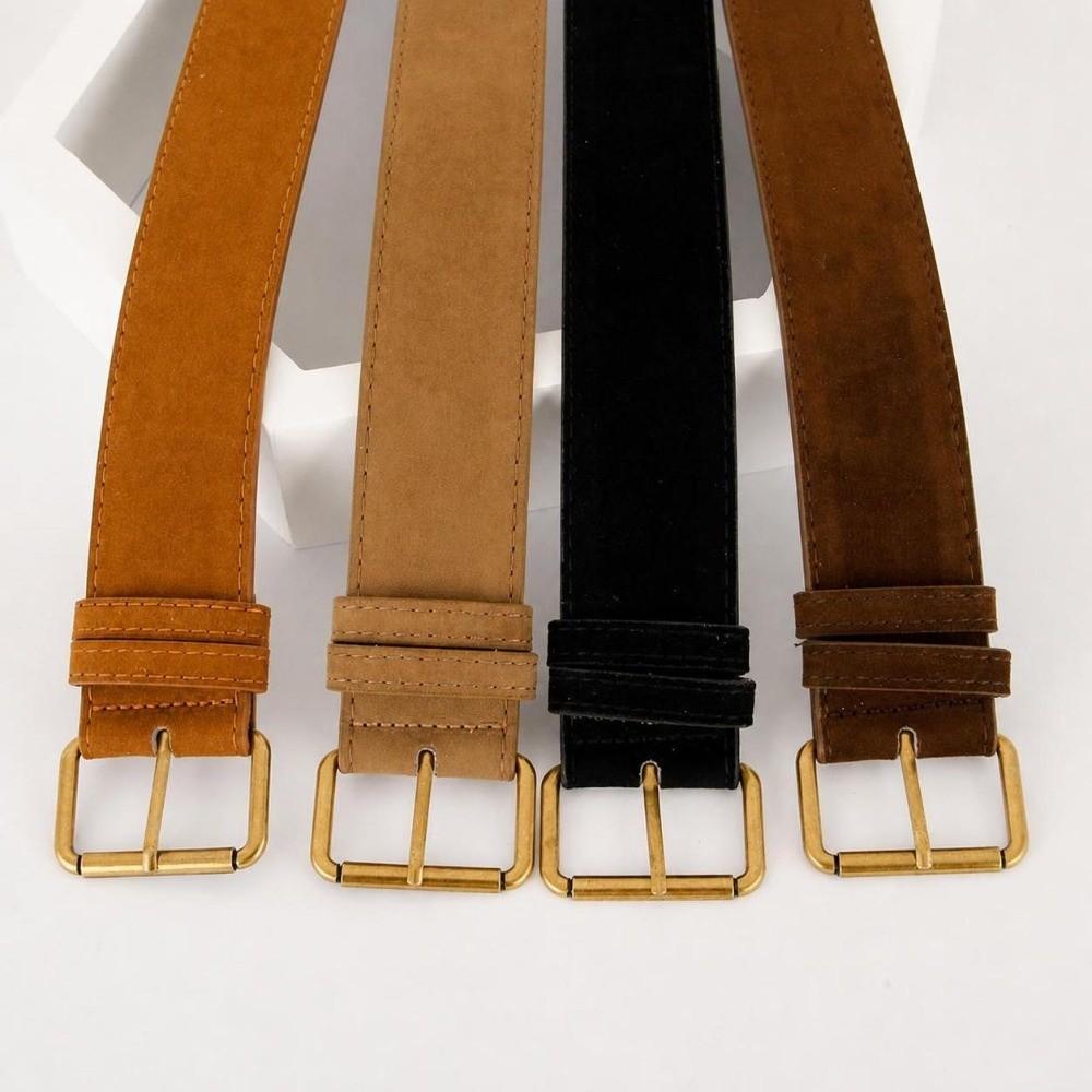 Vintage Wide Waist Belt Classic PU Leather Belt Decorative Faux Suede Belt  For Dress Jeans