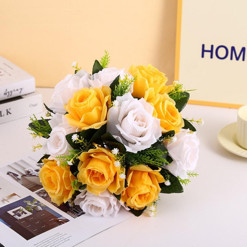 Elegant Polyester Fabric Artificial Rose Flower Simulation Hand Holding Flower Ball Simulation Flowers Home Party