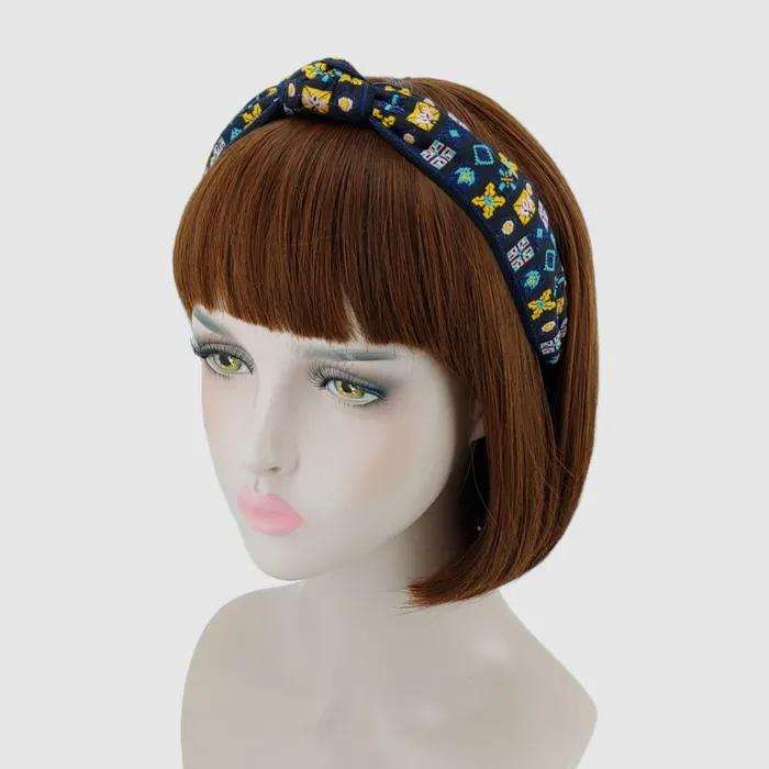 LALA Geometric Diamond Ethnic Hairband - Blue