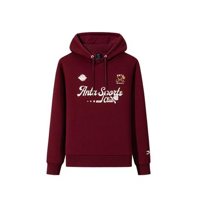 Anta Loose Soft Comfortable Simple Hooded Letter Fleece Sweatshirt Women Tops 162548705N-3