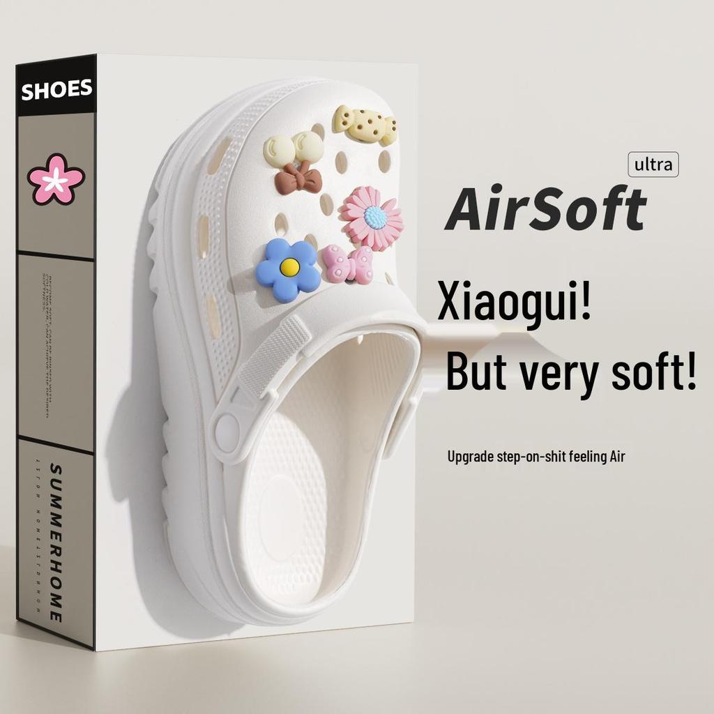 Women's 2025 Black Non-Slip Thick-Soled Beach Clogs for Comfortable Summer Wear