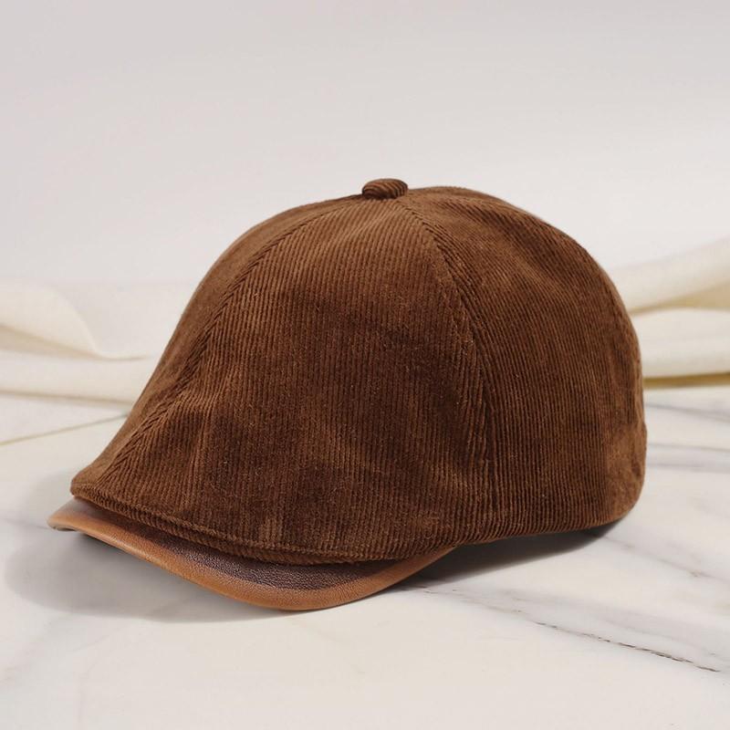 

Retro Corduroy Beret Hat for Women Autumn Winter Warm Forward Cap Japanese Solid Color Female Girls Newsboy Caps One Size кавовий