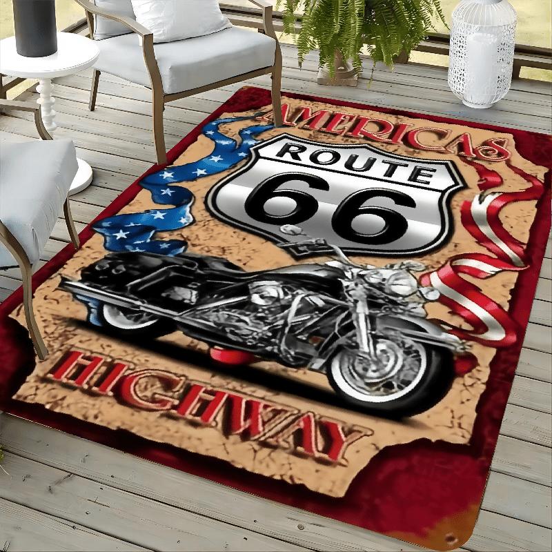 Motorcycle Design Non-Slip Floor Mat Washable Decorative Area Rug for Living Room Bedroom Gaming Room Home Decor