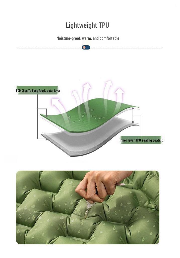 Lightweight TPU Inflatable Camping Mattress with Foot Pump - Portable Outdoor Pad for Hiking and Camping