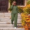 Women's Casual Round Neck Loose Fit Color Sweatshirt and Jogger Pants Set