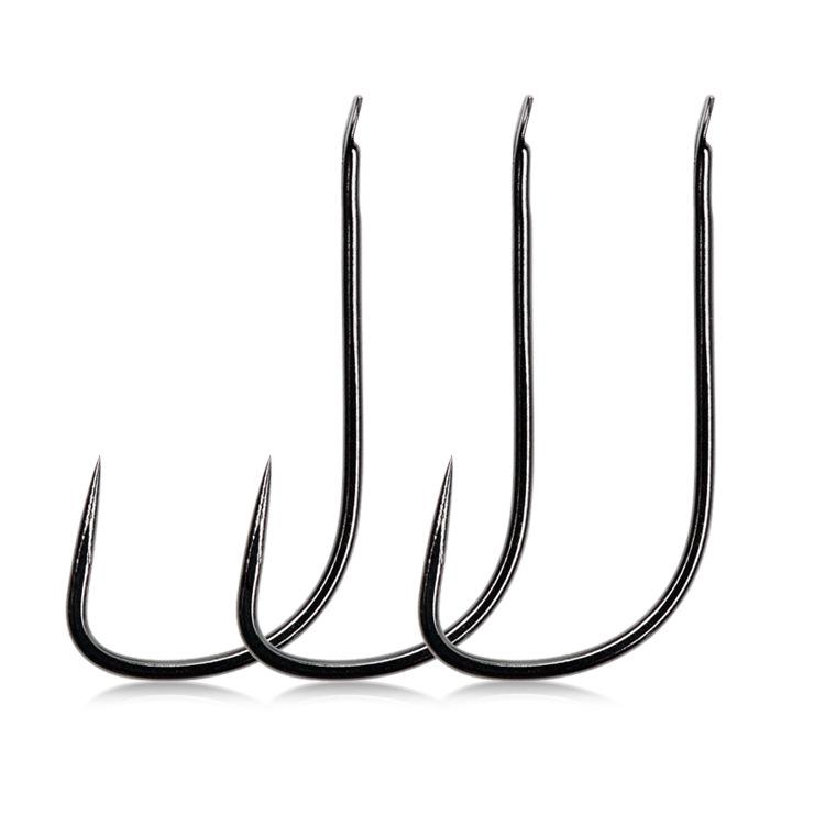 Barbless Japanese Fishing Hooks with TG Black Sleeve, Sharp Point, and Wire Groove - 100 Pieces