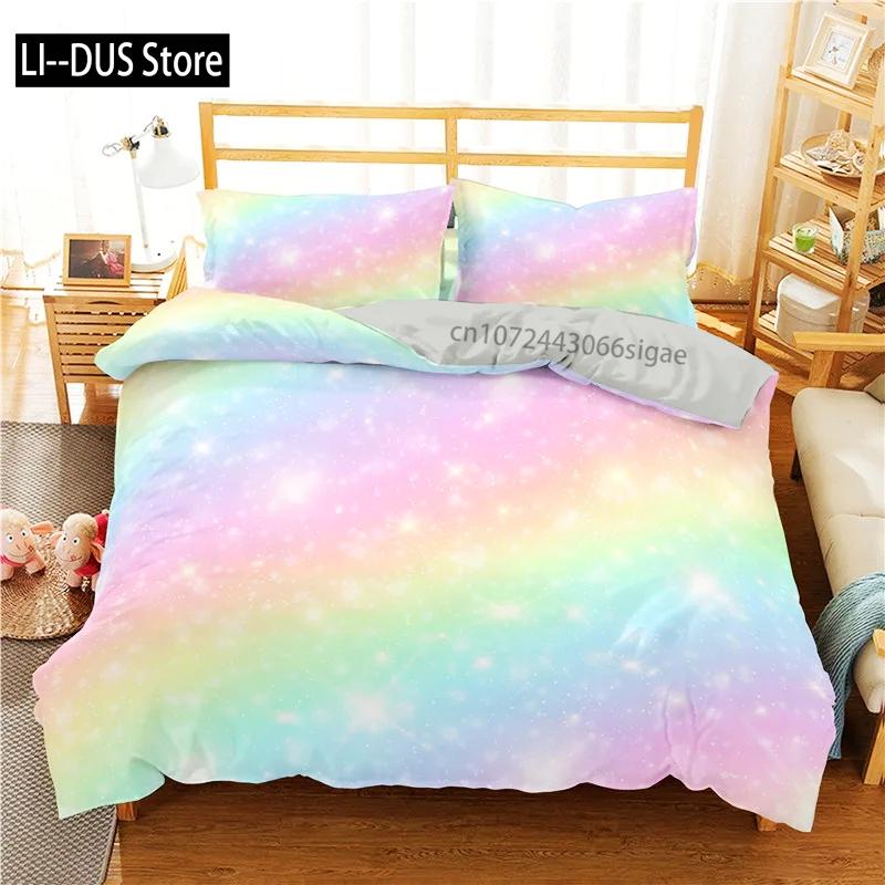 

Rainbow Gradient Bedding Set Gradient Colors Duvet Cover with Pillowcases Single Twin Full Queen King Girl Kids Quilt Cover AU Queen(210*210cm)3pcs