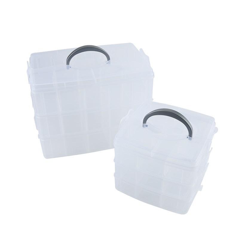 Large Three-Layer Removable 18-Grid 30-Grid Portable Transparent Plastic Jewelry Cosmetic Storage Box Fishing Gear Storage Large Box