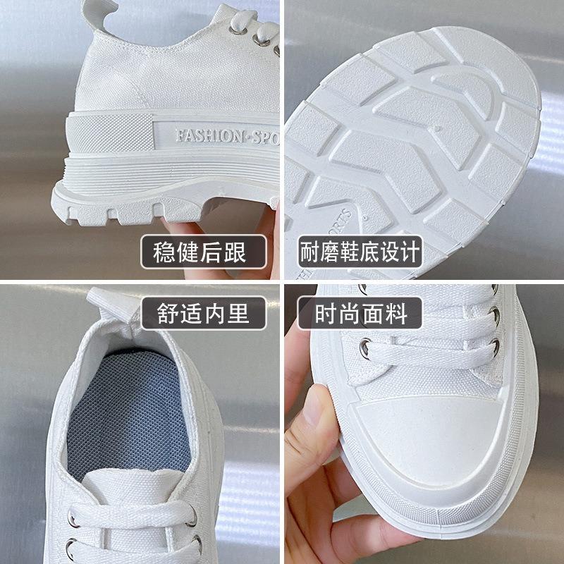 2025 Couple Canvas Shoes High-quality Spring Breathable 4CM Increased Men's Casual Shoes Female Chunky Lace-up Vulcanized Shoes