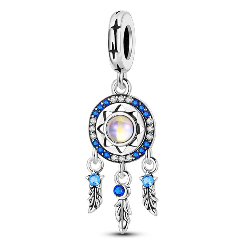 Exquisite 925 Silver Mysterious Blue Butterfly Devil's Eye Fatima's Hand Pendants Charms Beads Fit Qikaola Bracelets DIY Jewelry