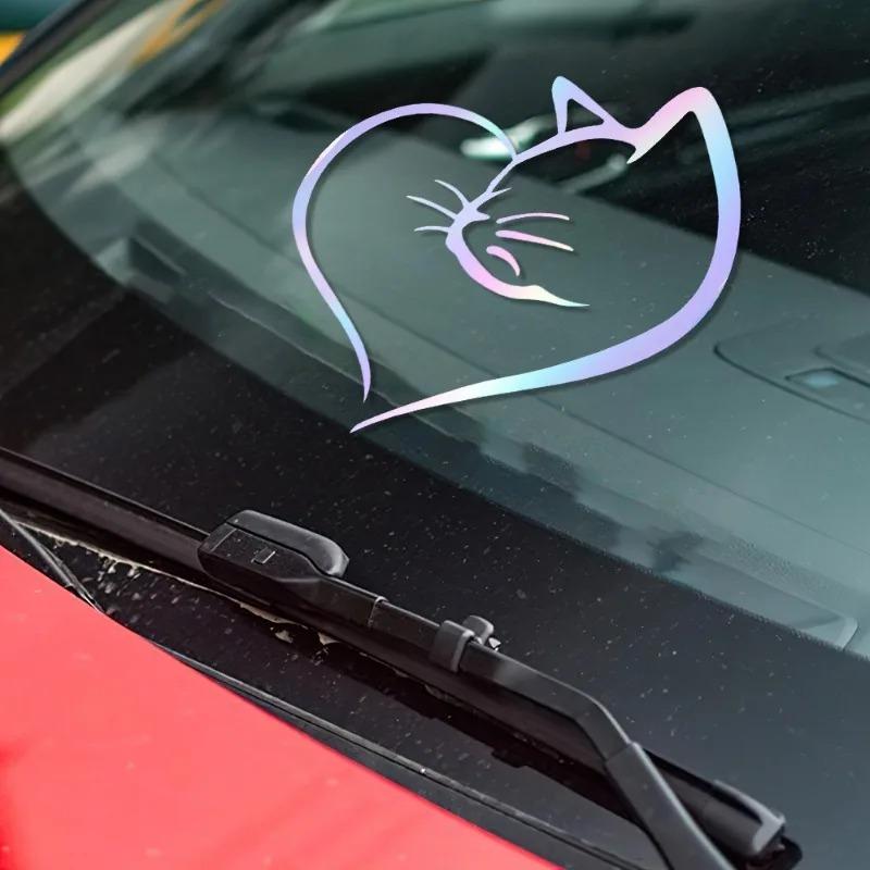 Auto-Katzen-Herz-Aufkleber, für Zuhause, Fenster, Glas, kreative Dekorationen, Aufkleber, Auto-Styling, wasserdicht, Tier-Aufkleber, Haustier-Aufkleber