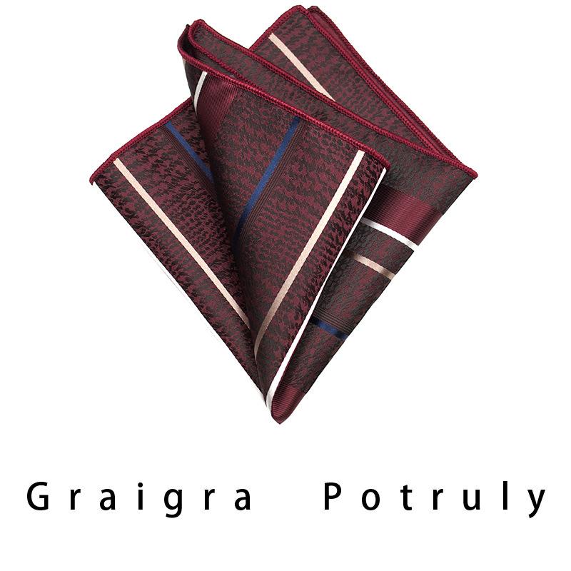 Italian Style Tie Men'S Formal Wear Business Striped Retro Gray Coffee Suit Shirt Pocket Towel Suit