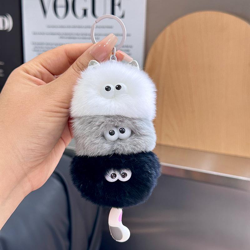 Rex Rabbit Fur Cat Backpack Pendant Keychain Ornament