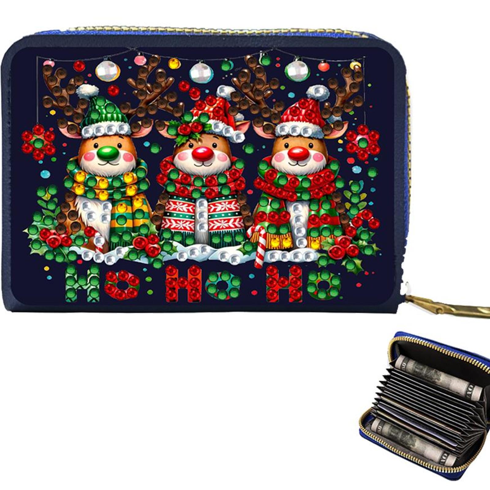 

Rhinestone Makeup Bag DIY Diamond Art Crystal Rhinestone Purse Zipper Closure Bling Diamond Dot Diamond Card Pack DIY Craft Gift оленёнок