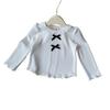 Girls' Korean Style Bow Long Sleeve Top for Autumn & Spring - BQB005