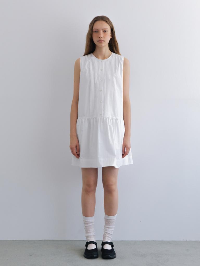 Anout Pintuck Shirt Dress White