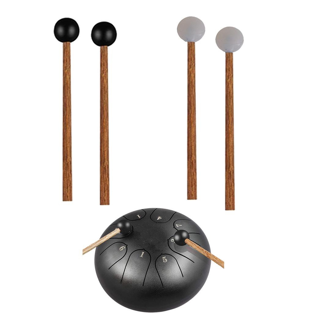 1Pair Steel Tongue Drum Mallet Glockenspiel Drum Stick Rubber Drumsticks with Wood Handle Percussion Instrument Parts