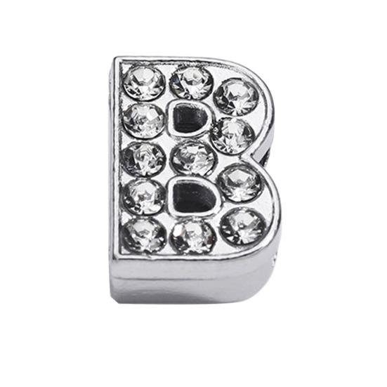 Rhinestone Letter Beads Alloy A To Z Charms Slide Letter Charms Small Spacer Beads for DIY Jewelry Making Keychain Cell Phone Chain Bracelet Craft