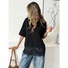 Summer Lace Splicing Loose Women's T-shirt New Round Neck Fashion Blouse Solid Color Tees Short Sleeve Elegant Office Long Tops Female Basic Clothing