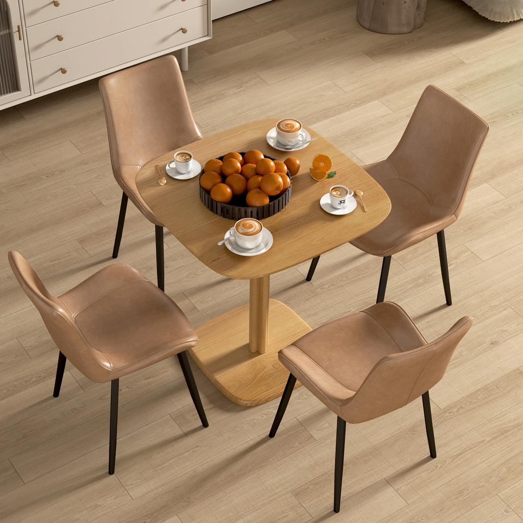 Dining Table, 70 X 70 Cm Kitchen Table for 4 People Made of Rubberwood for Kitchen, Dining Room, Natural