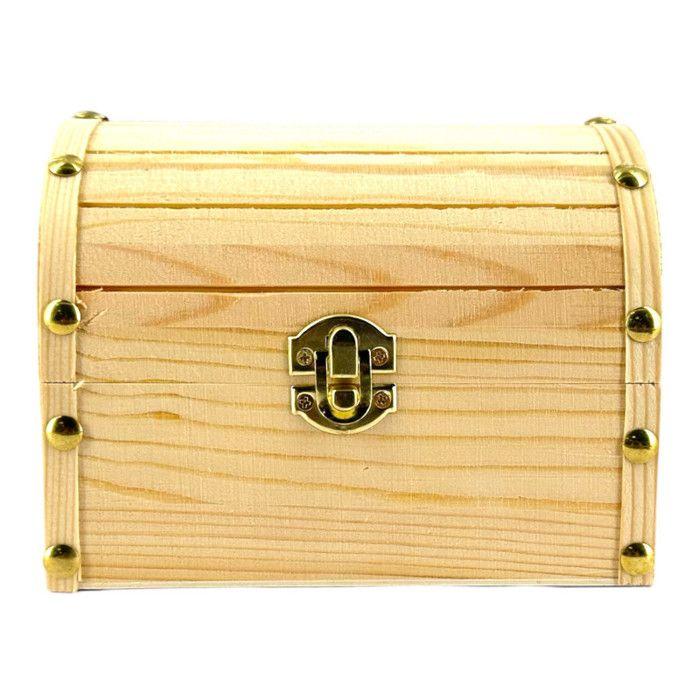 Petit coffre de pirate - Bois - A décorer - 16x11x12,5cm - Loisirs créatifs