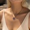 MODIAN 925 Silver Colorful Round CZ Pendant Necklace Black Stackable Link Chain Necklaces For Women Fine Jewelry