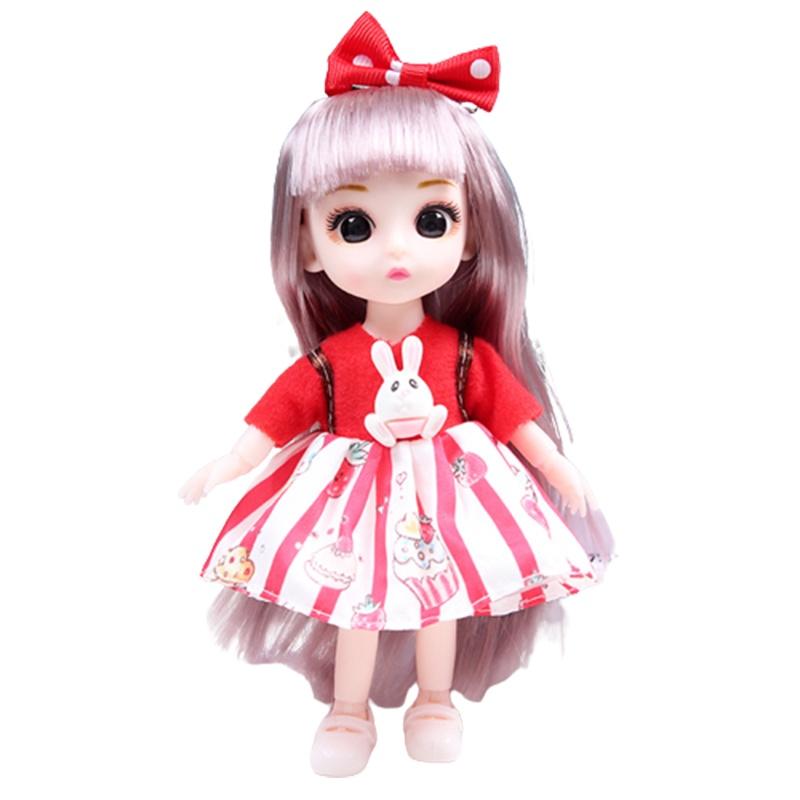 Cute 6.6in Bjd Princess Dolls With Movable Joints Mini Model Toy Kids Birthday Gift