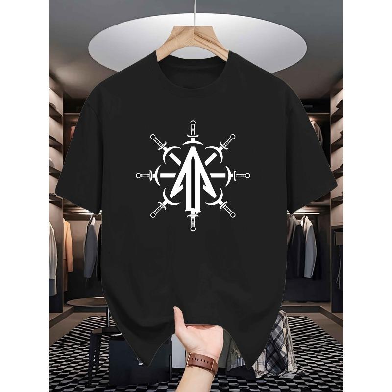 

European sizes Arrow Men s Short-Sleeve T-Shirts - Casual Round Neck Summer Tops with Arrow Print, Breathable Spring/Summer Wear 4XL