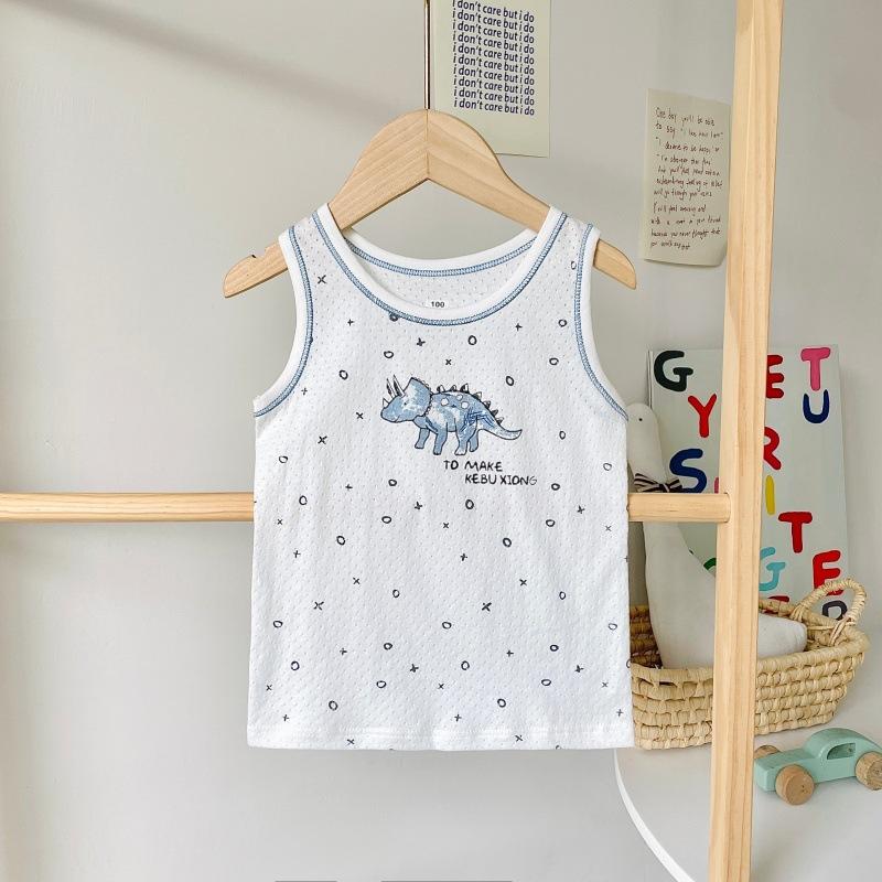 Boys pure cotton vest summer children's mesh hurdle girl baby sling little boy summer middle and older children's vest