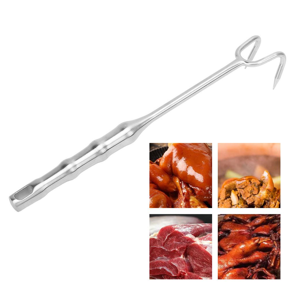 Meat Turner Hook Stainless Steel   Handle BBQ Meat Hooks Cooking Barbecue Flipper Hooks for Grilling